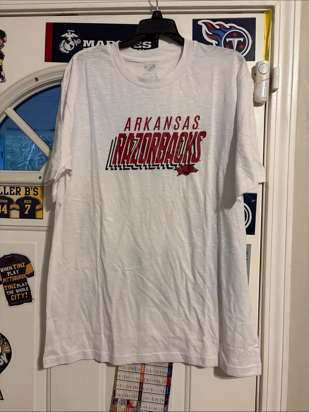 Arkansas Razorbacks White Graphic Short Sleeve Tee. NWOT